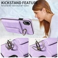 thumbnail image 5 of Dteck for iPhone XR Case with Card Holder, Retro PU Leather Wallet Case with Rotating Ring Kickstand, Slim Back Protective Cover Case for iPhone XR,Purple, 5 of 7