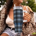 thumbnail image 6 of 40zo Ice Bar Cup With Handle Double Insulation Large Capacity Rust Prevention For Daily Travel And Other Scenes Darkslateblue Buffalo Plaid Check Tartan Scotland_4, 6 of 8