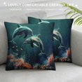 thumbnail image 3 of Orinice Dolphins Corals Graphic Decorative Throw Pillow Cover for Home Couch Living Room Bed Sofa Zipper Closure Pillow Case 1PC 18x18in, 3 of 5