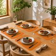 thumbnail image 4 of Unique Bargains 2 Pcs Rectangular Faux Leather Placemat Orange, 4 of 5