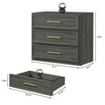thumbnail image 6 of SICOTAS 31.3" W 3-Drawer Nightstand Set of 3 with Oversized Large Storage , Modern Night Stands Bedside Table with Adjustable Feet & Gold Handles for Bedroom Living Room Entryway, Dark Grey Oak, 6 of 7