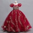thumbnail image 2 of gdxvjhbj Robes Petite Fille Robes Filles Formelles Fête Mariage Tulle Sans Manches Contraste Maille Asymétrique Robe Taille 7-8 (Rouge, 7-8 Ans), 2 of 7