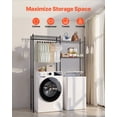 thumbnail image 3 of VEVOR Over Washer and Dryer Storage Shelves, 5 Tiers Laundry Room Drying Rack with Hanger Rod and Hooks, Two Rows Adjustable Washer Shelves Space Saver, for Laundry Room Storage & Organization, Black, 3 of 9