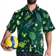 thumbnail image 4 of Tennis Men's Poplin Casual Printed Button Down Short Sleeve Summer Beach Shirts Unisex, 4 of 6