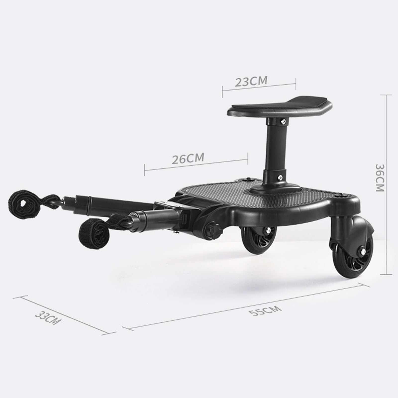 Universal Stroller Board 2 In 1 Stroller Ride Board Buggy Wheeled Board Seat Pedal Buggy Board with Seat Auxiliary Pedal Adapter Pushchair Connector Anti-Slip, Max Load 55lbs