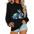 thumbnail image 4 of Heisall Women's Long Sleeve Sweatshirt Crew Neck Denim Bunny Print Loose Fit Casual Tops Soft Fleece Fall Winter Outfits, 4 of 5