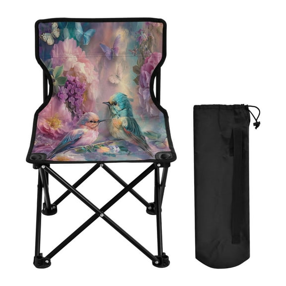 YAZAOO Camping Chairs Modern Birds Flowers and Butterflies Pattern Folding chair