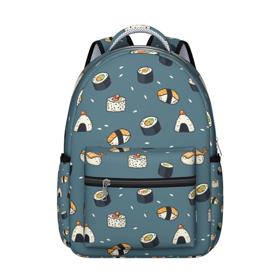 Sushi Themed Backpack - Stylish & Functional Bookbag for High School & College, Roomy Interior with Padded Laptop Sleeve, Perfect Gift for Sushi Lovers
