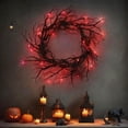 thumbnail image 4 of Light Up Halloween Wreath for Front Door, Spooky Glowing Garland with LED Lights, Decorative Fall Wreath for Home Wall Entryway, Seasonal Halloween Decorations Indoor Outdoor, 4 of 7