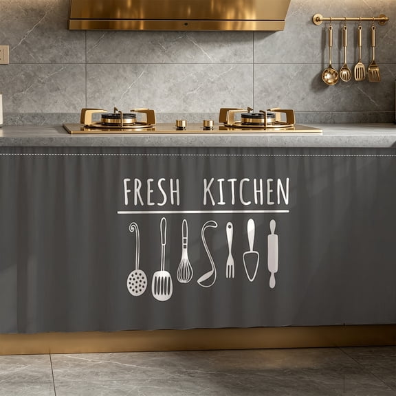 Tuvgenk Kitchen Utensil Cabinet Curtain No Drill Adhesive Dust Cover for Cupboard Shelf 27.6x47.2 inch A