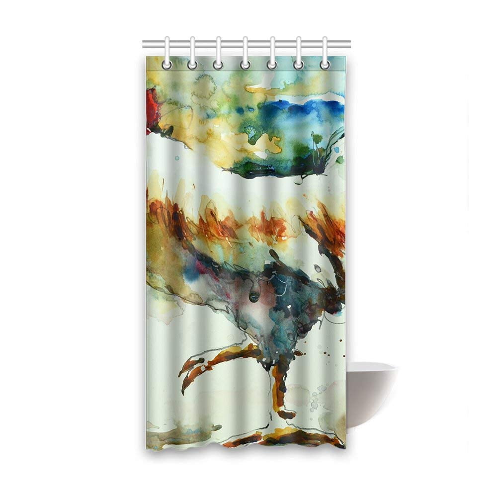 Cock Feather Waterproof Bathroom Polyester Shower Curtain Liner Water Resistant 