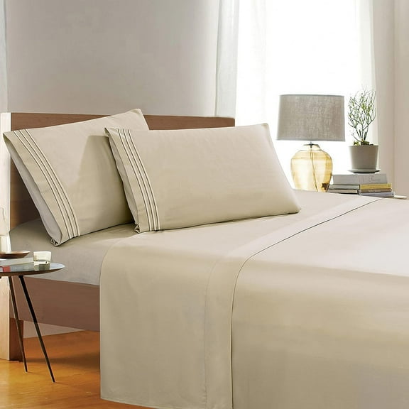 Super Soft 1500 Series Sheet Set - Deep Pocket, Wrinkle & Fade Resistant, California King, Cream