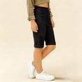 thumbnail image 4 of Kids Casual Solid Color Knee-Length Shorts, Elastic Waist Rolled Hem Bermuda Pants for Everyday Wear and Holiday Trips Black 130, 4 of 5