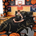 thumbnail image 5 of Erosebridal Gold Black Basketball Bedding Comforter Set, Sport King Bedding Sets for Men and Boys, Black Reversible 7 Pieces, 5 of 6