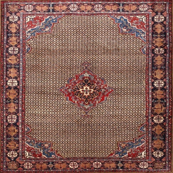 Ahgly Company Indoor Square Traditional Saffron Red Persian Area Rugs, 8' Square