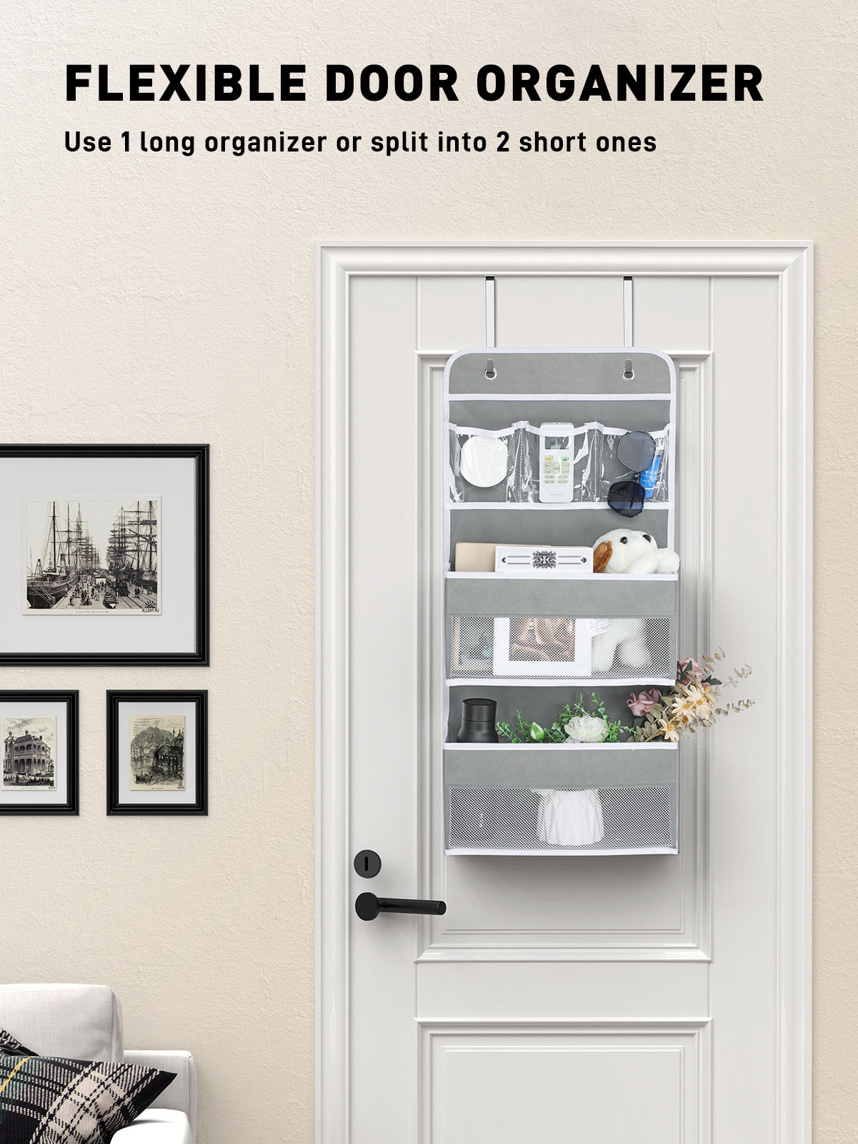 LazySpin 6-Shelf Over the Door Organizer, Gray photo 6