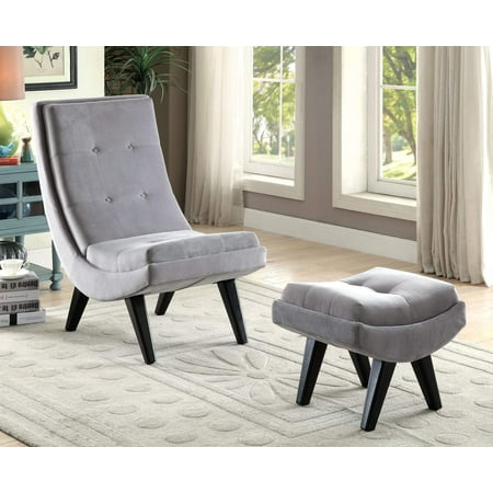 - Furniture of America Carly Curved Accent Chair & Ottoman Set, Multiple Colors