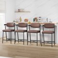 thumbnail image 4 of 26" Counter Height Bar Stools with Arms Set of 2, PU Leather Modern Bar Stools Set with Back & Upholstered Wider Seat, Metal Bar Stools with Footrest for Kitchen Island, Easy Assembly, 4 of 9