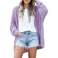 thumbnail image 1 of hirigin Women Casual Cardigan Tops, Hollow-Out Long Sleeve Solid Color Loose Knitted Outwear, 1 of 5