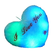 Nmdmisc Valentine's Day Glowing Heart Plush Pillow - 13.8inch Romantic Heart Shaped Stuffed Toy for Valentine's Day Gifts for Wife, Girlfriend, Husband, or Boyfriend(Blue)