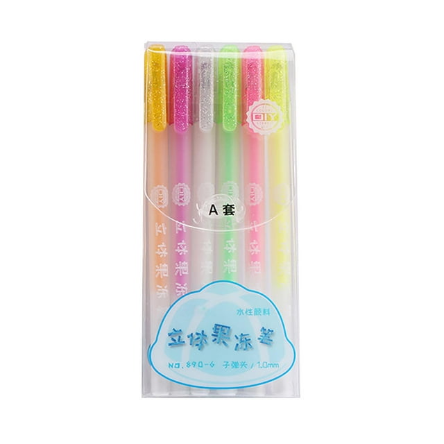 3D Glossy Jelly Ink Pen 12 Color for School Glossy Ink Gel Pens 0.6mm 5ml Preppy Pen Ink Cartridges