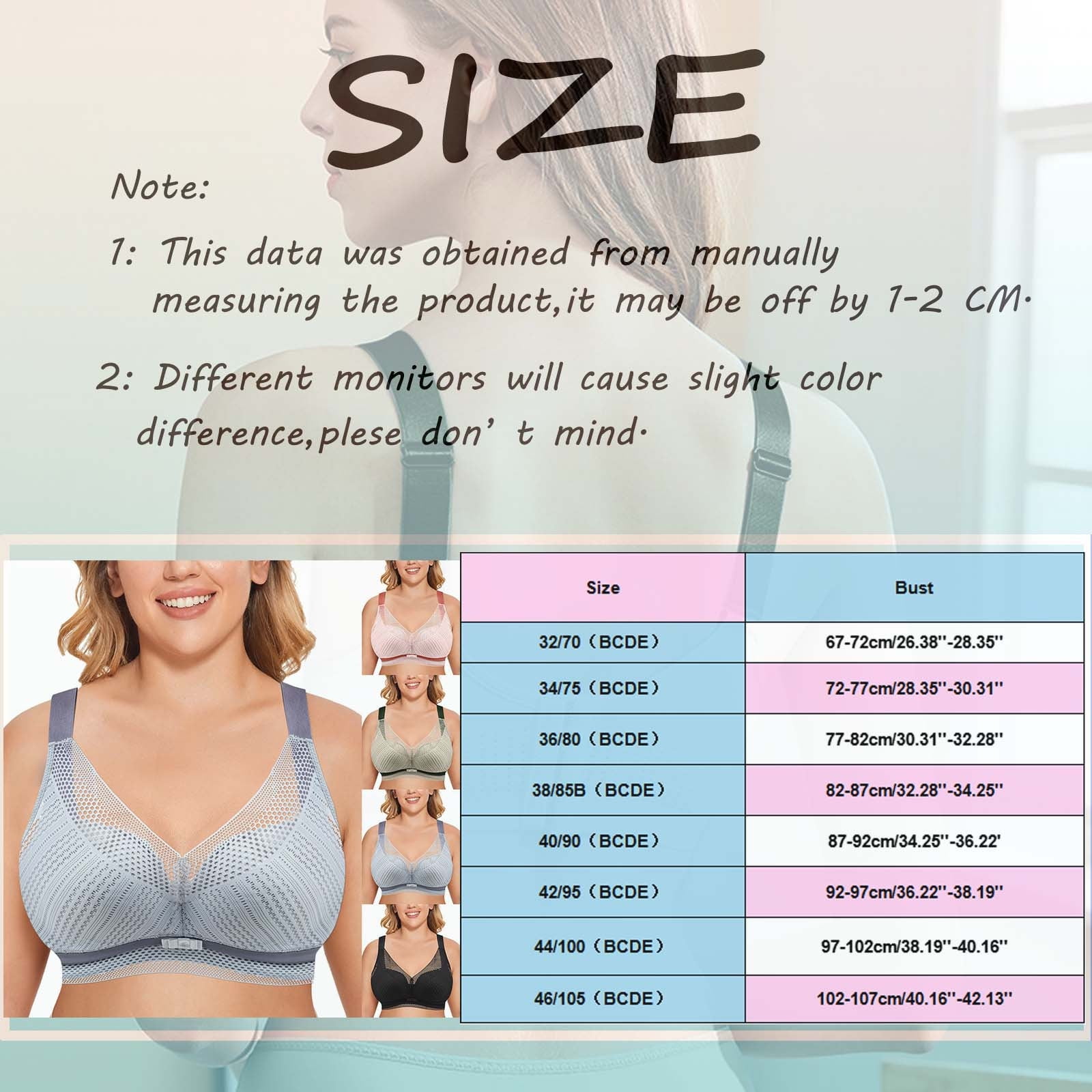 TOWED22 Women's Bras,Women's See Sheer Bra Unlined Underwire Support  Everyday Bra with Silicone Nipple Pink,40C