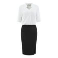 thumbnail image 3 of DARING DIVA Contrast Color Short Sleeve Work Pencil Dress S Black, 3 of 6