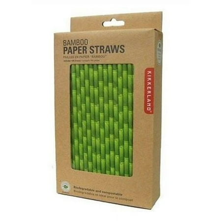 Kikkerland Bamboo Design Paper Straws - Box of 144
