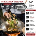 thumbnail image 4 of YOSUKATA 14" Silver Round Bottom Carbon Steel Wok – Traditional  Chinese Hammered Pow Wok for Stir Fry, BBQ & Camping – Compatible with Gas & Open Fire, 4 of 9