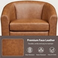 thumbnail image 4 of Yaheetech Faux Leather Barrel Chair with Curved Armrest and Removable Seat Cushion, Brown, 4 of 7