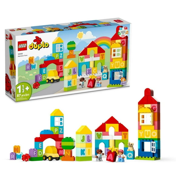 LEGO DUPLO Classic Alphabet Town Toy Set for Educational Play, Interactive Building Toy for Preschoolers, Babies & Toddlers Ages 18 Months and Up, Learn Through Play with Large Colorful Bricks, 10935