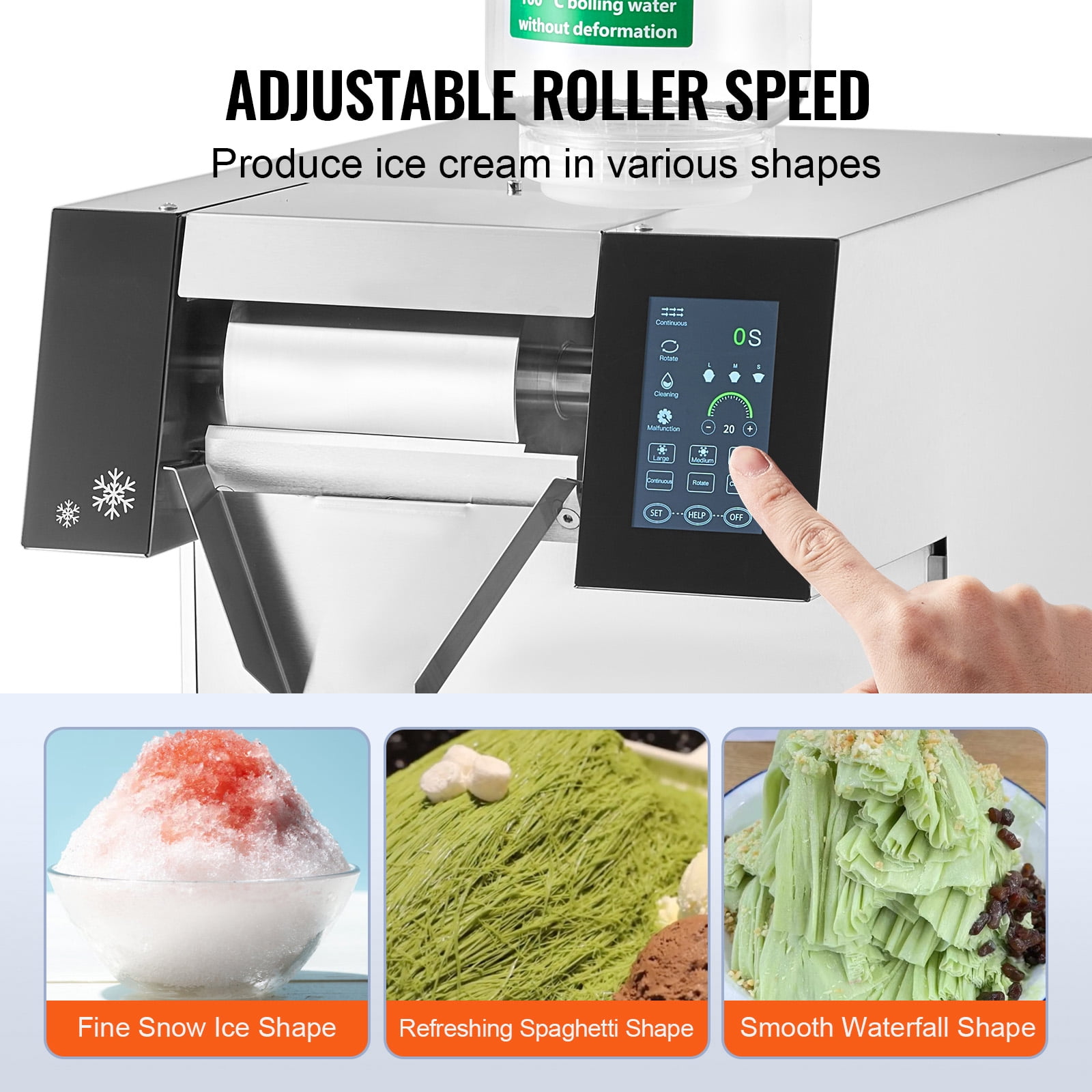 KFFKFF Industrial Snowflake Ice Producer, 573LBS/24H Snowflake Ice Creation Device, Metallic Ice Grinding Apparatus, Powered Frosty Cone Fabricator, Air Circulation Mechanism for Quick Heat Reduction