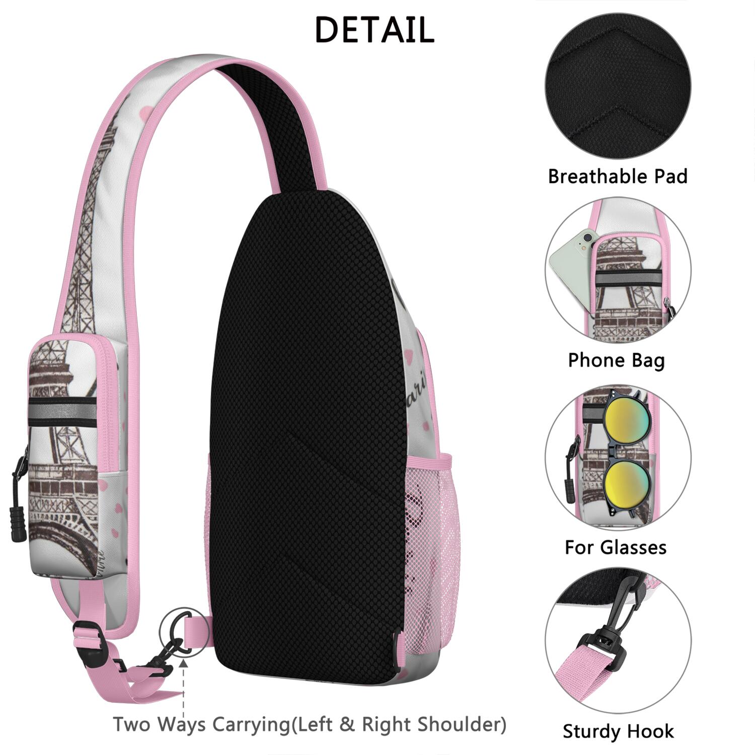 Travel Sling Bag Hiking Casual Sport Daypack Paris Gym Sports Travel Hiking Daypack Backpack Purse for Women Men