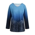 thumbnail image 2 of Gvmfive Women's V-Neck Long Sleeve Casual Gradient Print Loose Pullover Tops, 2 of 5