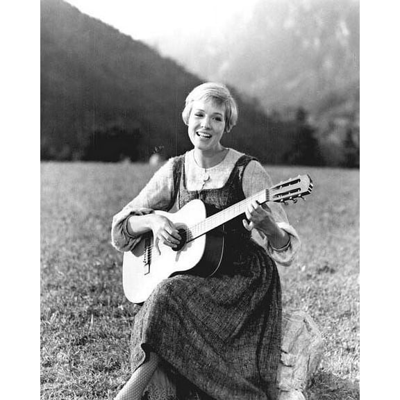 Julie Andrews playing guitar in Austrian mountains Sound of Music 8x10 photo