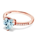 thumbnail image 3 of Gem Stone King 2.02 Ct Heart Shape Sky Blue Topaz 18K Rose Gold Plated Silver Ring, 3 of 5