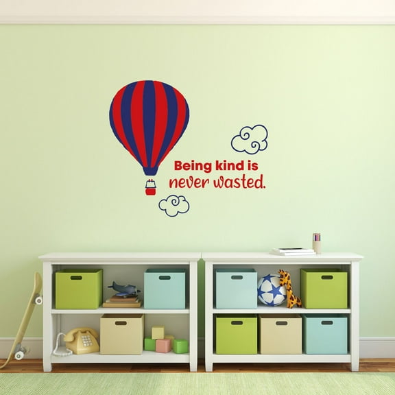 Being Kind Hot Air Balloon Quote Cartoon Quotes Decors Wall Sticker Art Design Decal for Girls Boys Kids Room Bedroom Nursery Kindergarten Home Decor Stickers Wall Art Vinyl Decoration (18x20 inch)