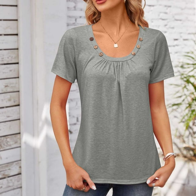 Fiudx Liquidación de Ofertas Flash Camiseta Estampada a La Moda para Mujer, Blusa de Mangas 3/4, Tops Informales con Cuello Redondo