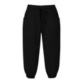 thumbnail image 4 of Girls Linen Capri Pants - Summer Loose Joggers Elastic High Waist Beach Capris Casual Cropped Trousers with Pockets for Kids Youth，Age 4-15 (Black/140), 4 of 5