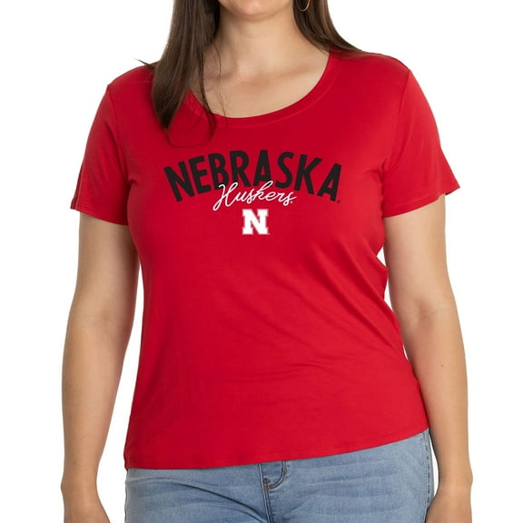 Women's Scarlet Nebraska Huskers Scarlet Scoop Neck T-Shirt