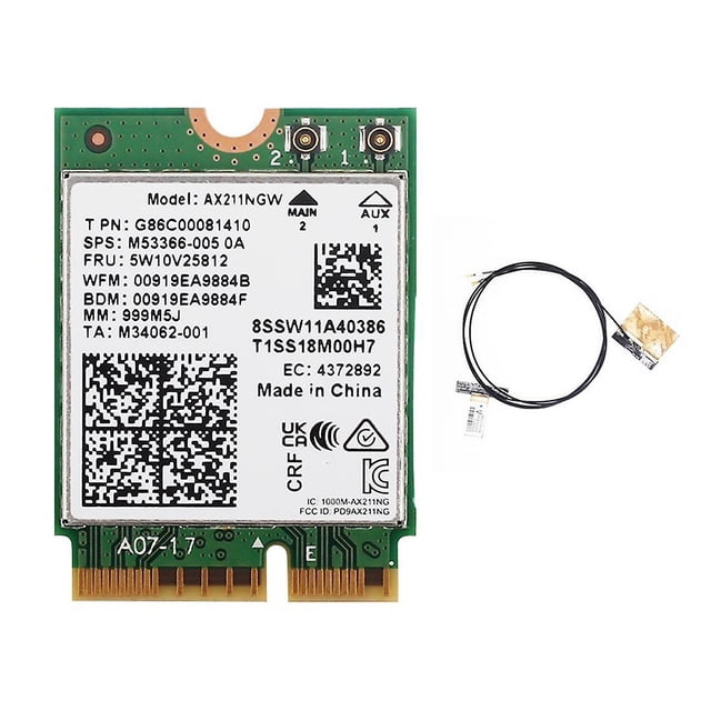 Tarjeta de red inalámbrica WiFi 6E AX211NGW Band 2.4G/5G/6Ghz para Bluetooth 5.2 AX211 M.2 CNVio Win