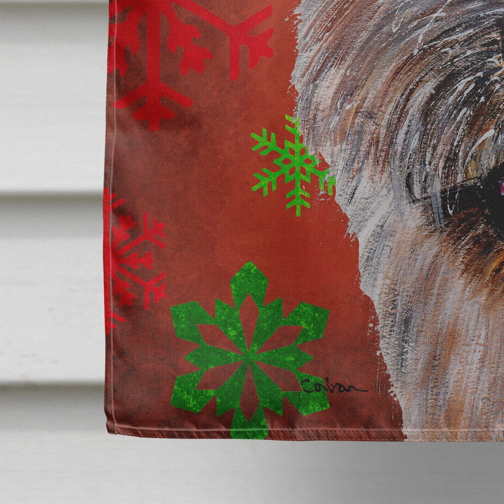 Norwich Terrier Red Snowflakes Holiday House Flag