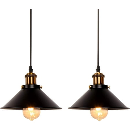 

Whataatahia 2-Pack for Kitchen Bar & Balcony Decor Retro Industrial Black Iron Pendant Lamps