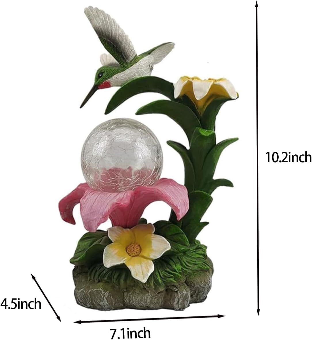 Resin Hummingbird Solar Light with Flower Garden Decorations,Waterproof Statues and Figurines Light Garden Art for Patio Lawn Yard Decorations (Resin Hummingbird Solar2)