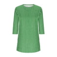 thumbnail image 5 of Womens Long Length Tunic Tops, 3/4 Sleeve Shirts for Women Fall Fashion Loose Fit Striped Printed Crewneck T-Shirts, 5 of 5