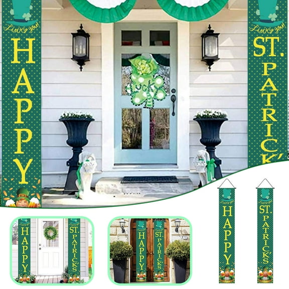 CVLNCYCLING Clearance St Patricks Day Decorations,St. Patrick's Day Irish Holiday Porch Sign Welcome Home Door Curtain Banner Decoration Door Hanging Painting Hanging Flag Decoration