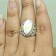 thumbnail image 3 of Mother of Pearl Gemstone Large White Stone 925 Sterling Silver Statement Ring Gift Jewelry for Men and Women, 3 of 5
