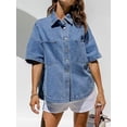 thumbnail image 3 of EMMIOL Women's Oversized Distressed Denim Shirt Long Sleeve Button Down Jean Jacket Fall Casual Outfits 2026, 3 of 7