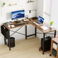 thumbnail image 3 of AENKYO 50" Reversible L-Shaped Computer Desk with Storage Bag & CPU Stand, Corner Desk for Home Office or Gaming, Rustic Brown, 3 of 7