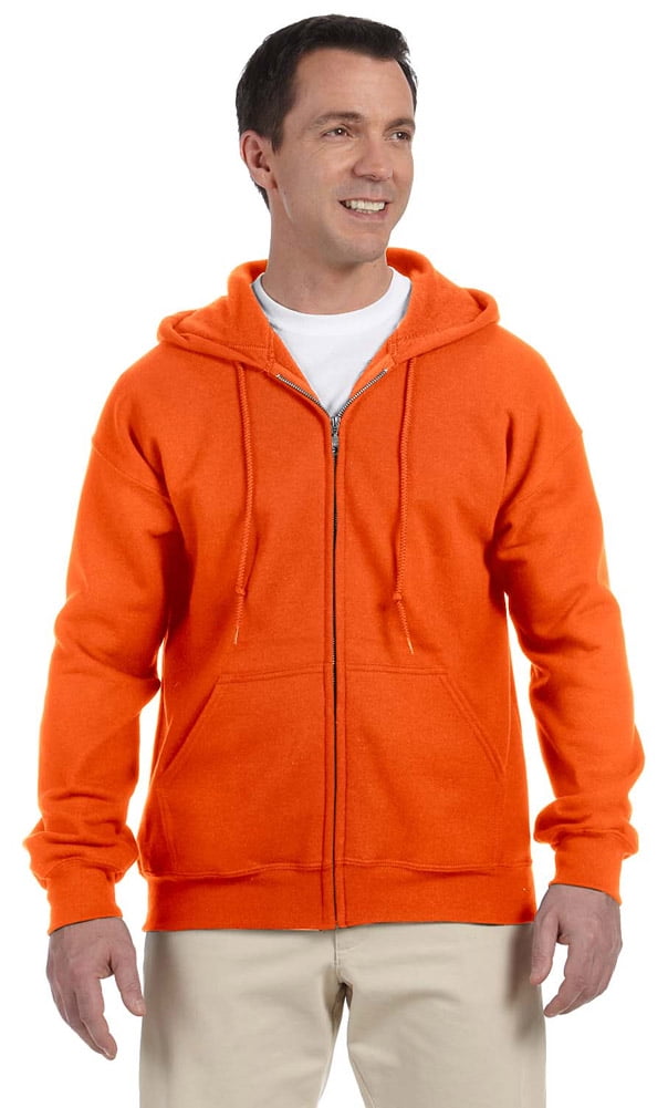 Gildan - Gildan G126 DryBlend Men's Full-Zip Hoodie -Safety Orange ...
